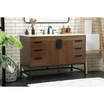 Elegant Bathroom Vanity - Walnut (VF488W48MWT)