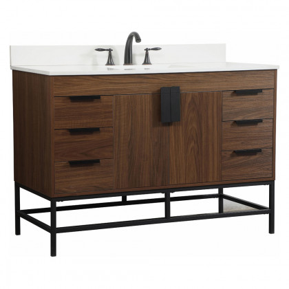 Elegant Bathroom Vanity - Walnut (VF488W48MWT-BS)