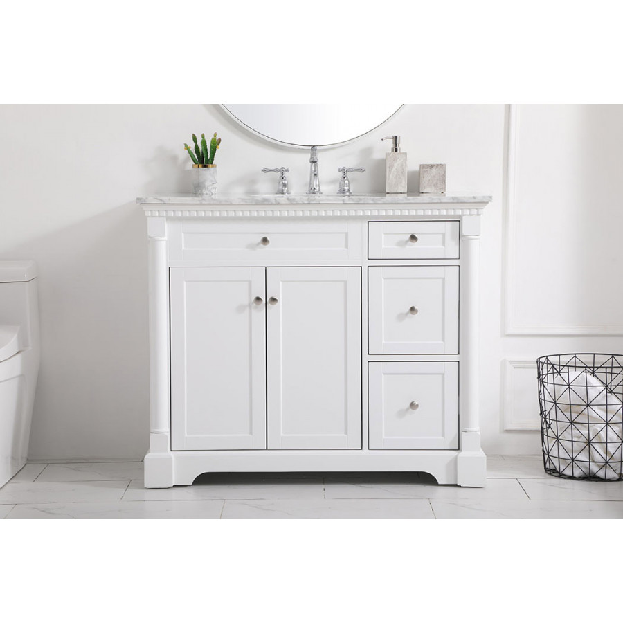 Elegant Bathroom Vanity - White, L 42" (VF53042WH)