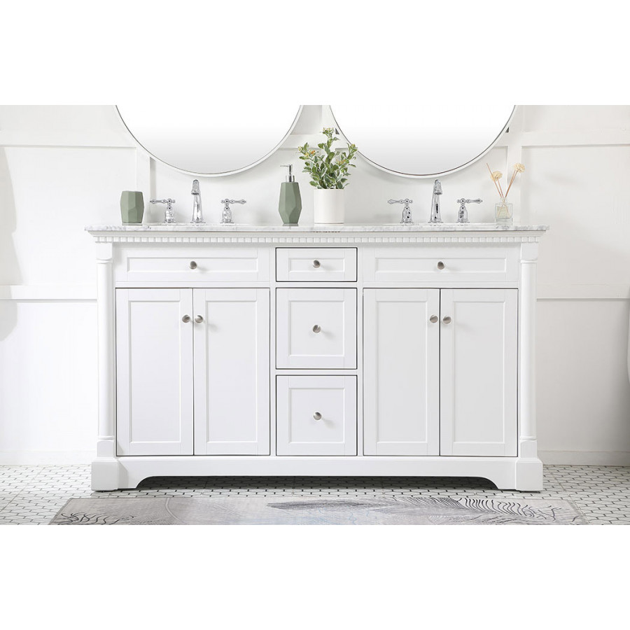 Elegant Bathroom Vanity - White, L 60" (VF53060DWH)