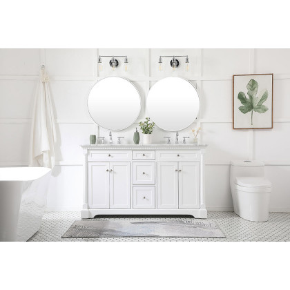 Elegant Bathroom Vanity - White, L 60" (VF53060DWH)