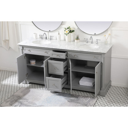 Elegant Bathroom Vanity - Gray, L 72" (VF53072DGR)