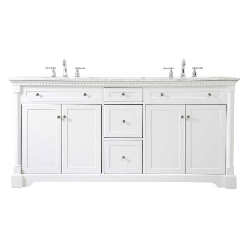 Elegant Bathroom Vanity - White, L 72" (VF53072DWH)
