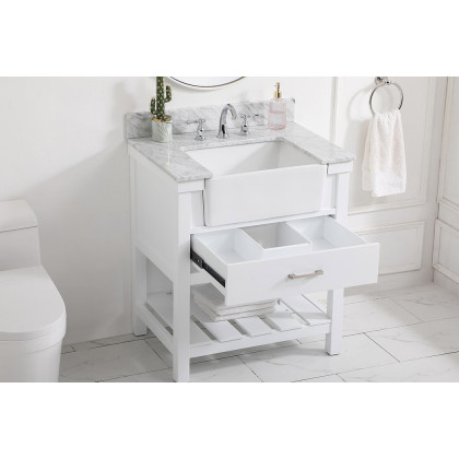 Elegant Bathroom Vanity - White (VF60130WH-BS)