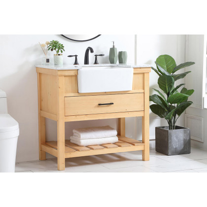 Elegant Bathroom Vanity - Natural Wood (VF60136NW)