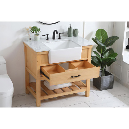 Elegant Bathroom Vanity - Natural Wood (VF60136NW)