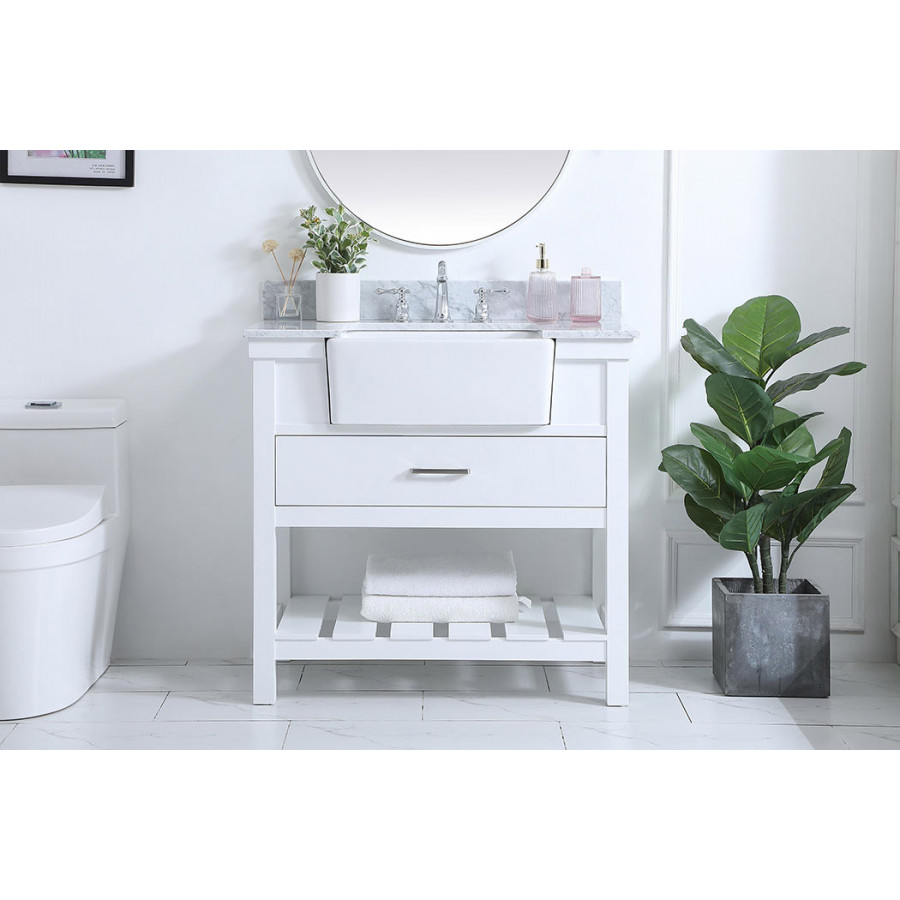 Elegant Bathroom Vanity - White (VF60136WH-BS)