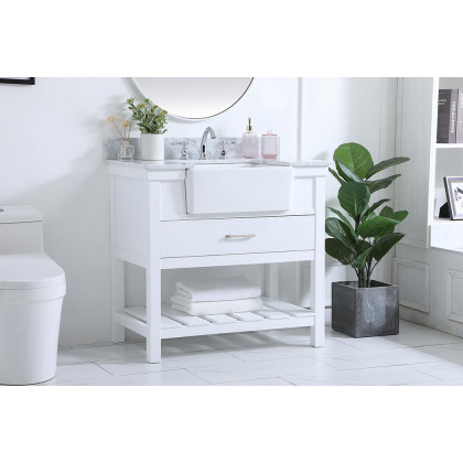Elegant Bathroom Vanity - White (VF60136WH-BS)