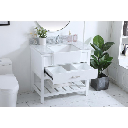 Elegant Bathroom Vanity - White (VF60136WH-BS)