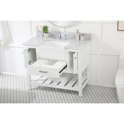 Elegant Bathroom Vanity - White (VF60142WH-BS)