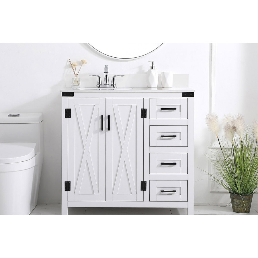 Elegant Bathroom Vanity - White (VF90236WH-BS)