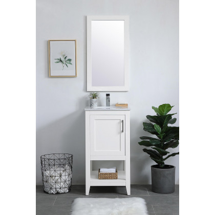 Elegant Wall Mirror - White, D 18", H 32" (VM21832WH)