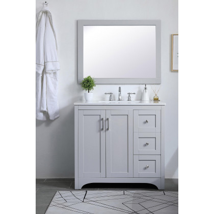 Elegant Wall Mirror - Gray, D 24", H 32" (VM22432GR)