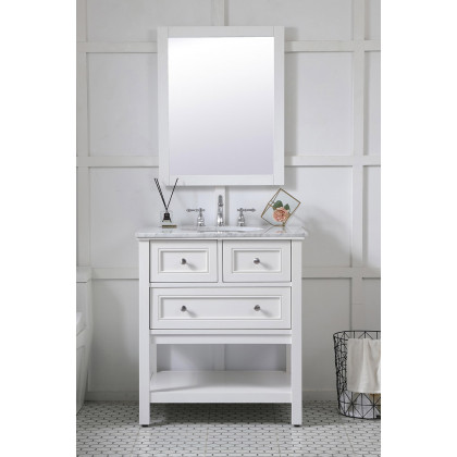 Elegant Wall Mirror - White, D 24", H 32" (VM22432WH)