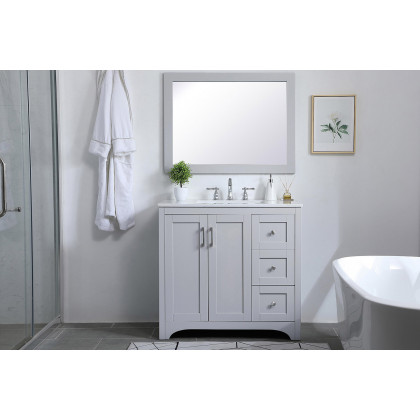 Elegant Wall Mirror - Gray, D 24", H 36" (VM22436GR)