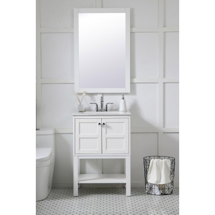 Elegant Wall Mirror - White, D 24", H 36" (VM22436WH)