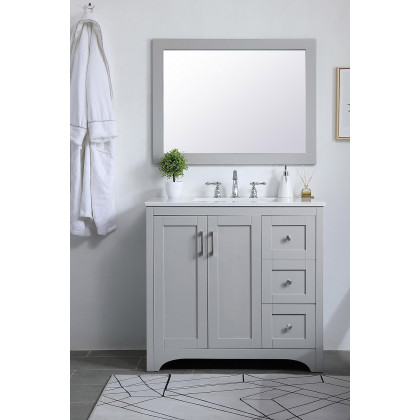 Elegant Wall Mirror - Gray, D 27", H 36" (VM22736GR)