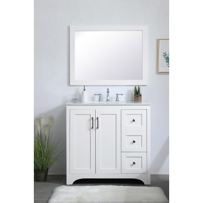 Elegant Wall Mirror - White, D 27", H 36" (VM22736WH)