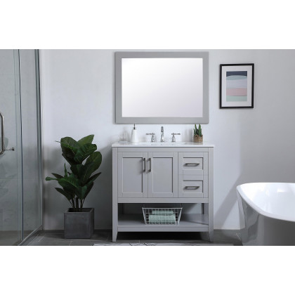 Elegant Wall Mirror - Gray, D 30", H 36" (VM23036GR)