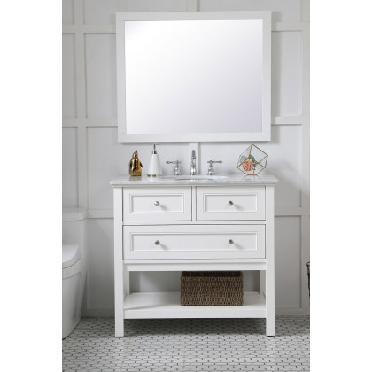 Elegant Wall Mirror - White, D 30", H 36" (VM23036WH)