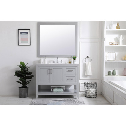 Elegant Wall Mirror - Gray, D 42", H 36" (VM24236GR)