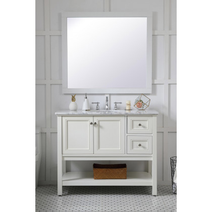 Elegant Wall Mirror - White, D 42", H 36" (VM24236WH)