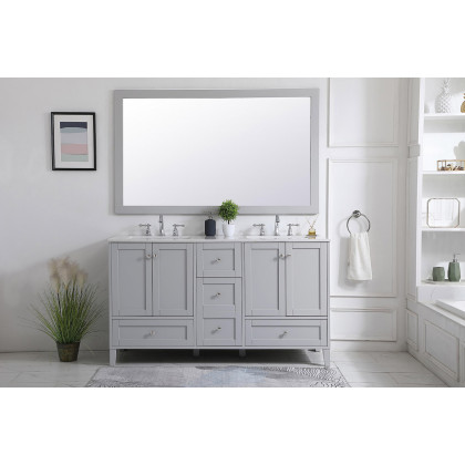 Elegant Wall Mirror - Gray, D 60", H 36" (VM26036GR)