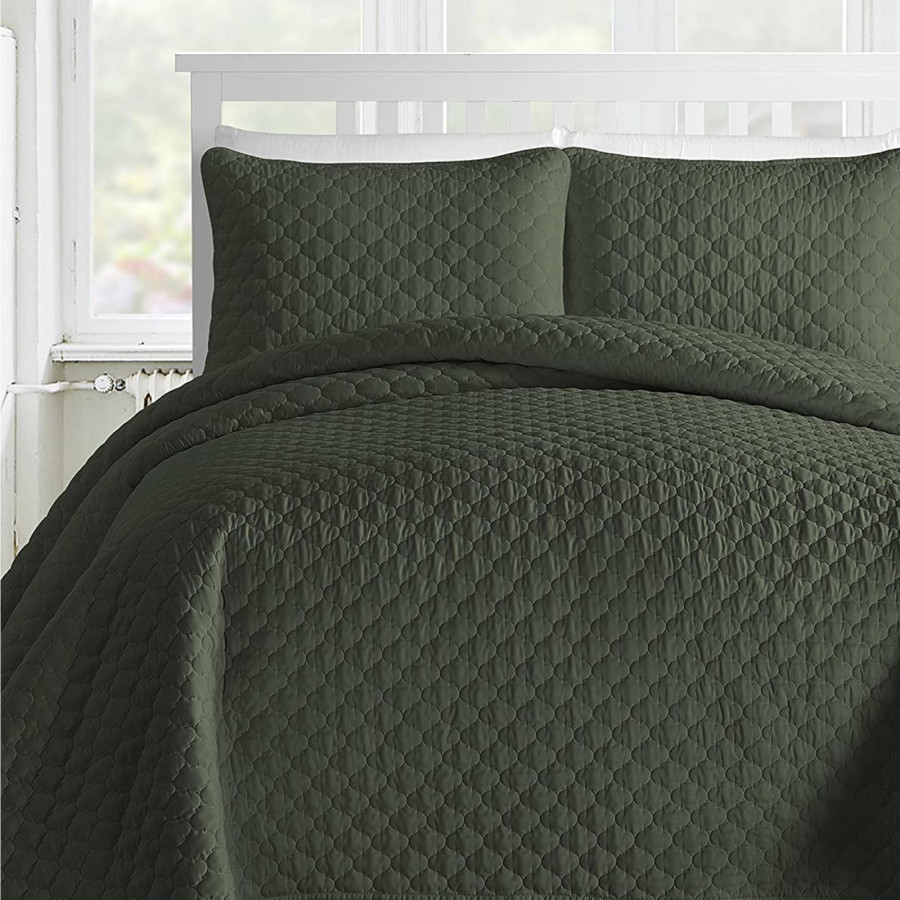 eLuxury Quilted Comforter Set - Queen, Sage
