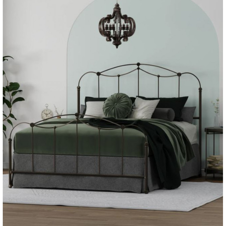 eLuxury Affinity Metal Bed with Headboard and Footboard - Queen, Black