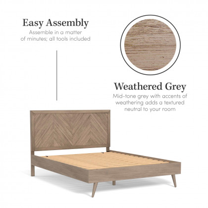eLuxury Chevron Bed Frame with Headboard - California King, Gray