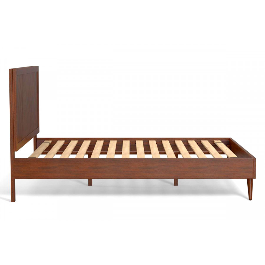 eLuxury Chevron Bed Frame with Headboard - Queen, Walnut