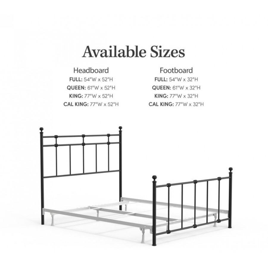 eLuxury Dexter Metal Bed with Headboard and Footboard - Queen, Black