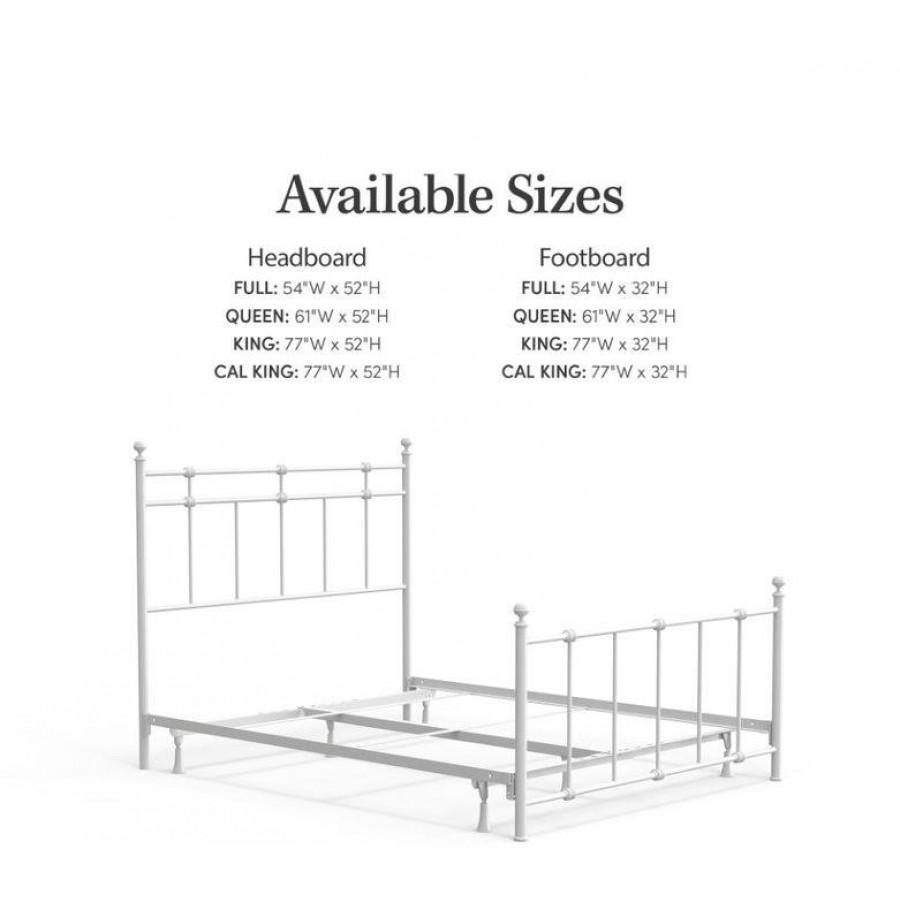 eLuxury Dexter Metal Bed with Headboard and Footboard - Queen, White
