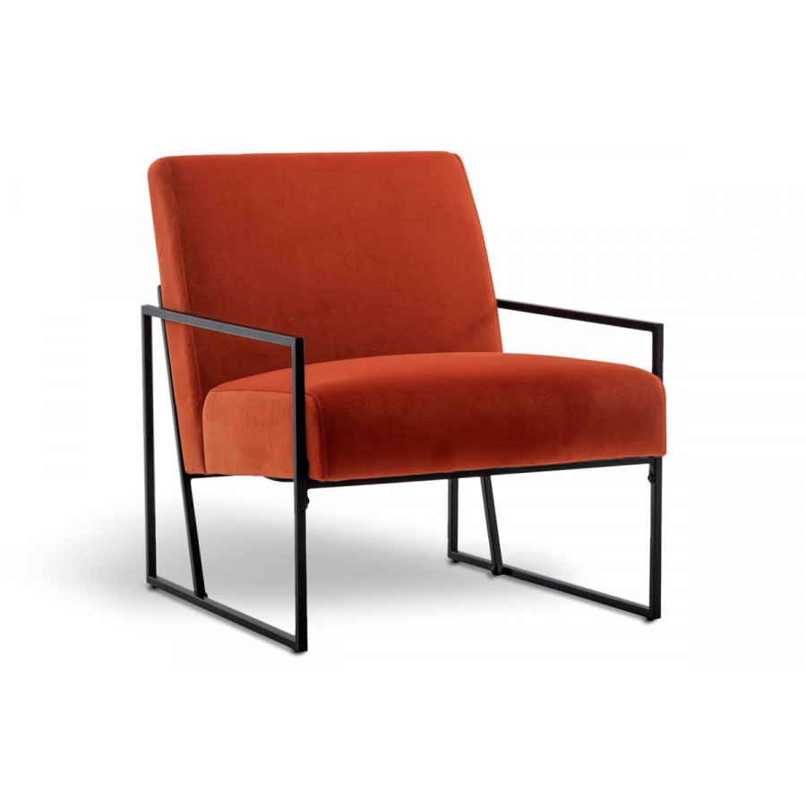 eLuxury Modern Industrial Upholstered Accent Chair with Slanted Metal Base - Rust