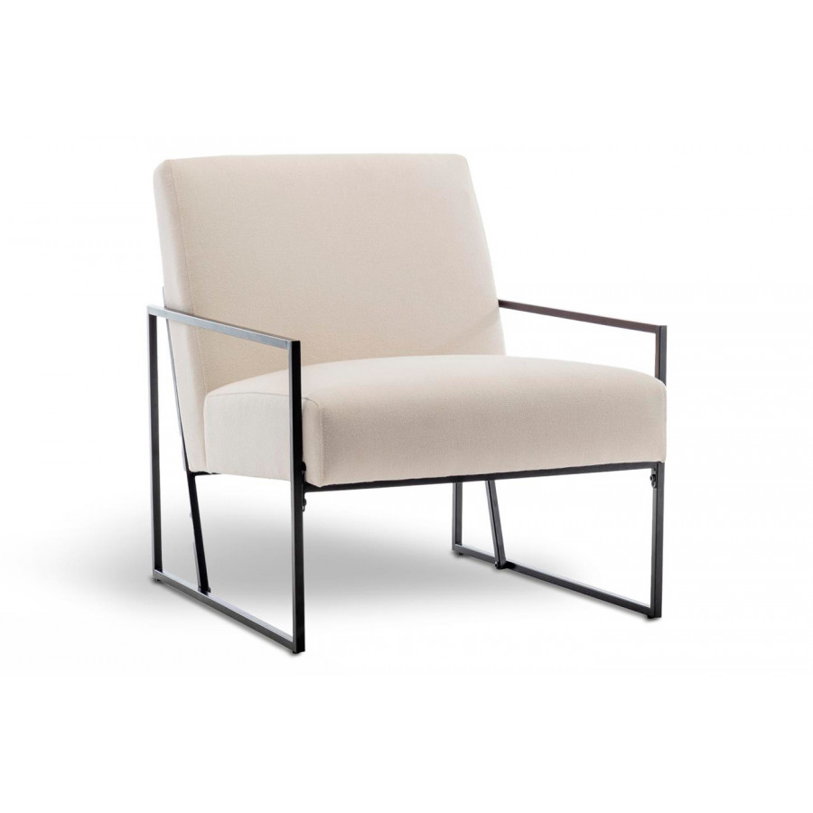 eLuxury Modern Industrial Upholstered Accent Chair with Slanted Metal Base - Cream
