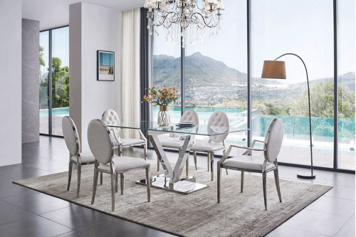 ESF™ - Zig Zag Dining Table with 110 White Chairs