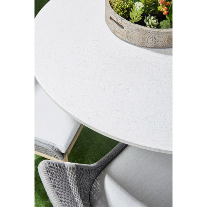 Essentials - District Monterey 55" Round Dining Table in Ivory Terrazzo Concrete