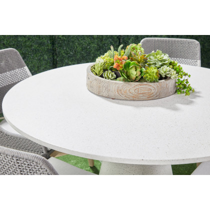 Essentials - District Monterey 55" Round Dining Table in Ivory Terrazzo Concrete