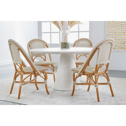 Essentials - District Monterey 55" Round Dining Table in Ivory Terrazzo Concrete