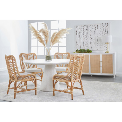 Essentials - District Monterey 55" Round Dining Table in Ivory Terrazzo Concrete