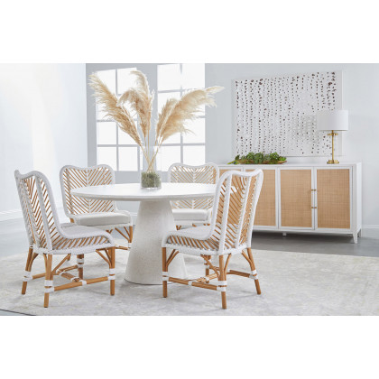 Essentials - District Monterey 55" Round Dining Table in Ivory Terrazzo Concrete