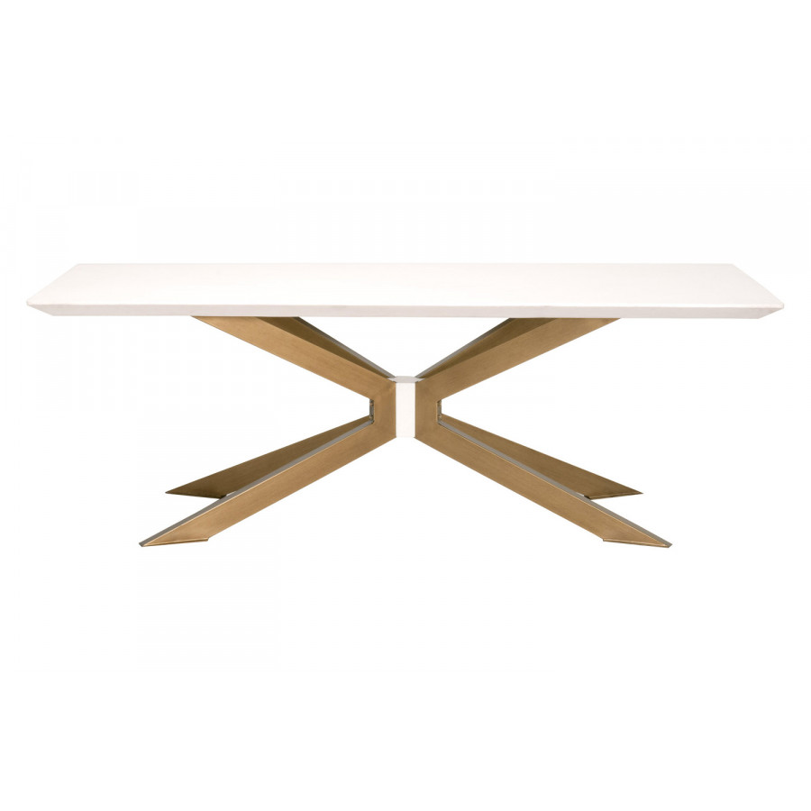 Essentials District Industry Rectangle Dining Table - Ivory Concrete Brass
