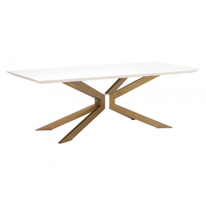 Essentials District Industry Rectangle Dining Table - Ivory Concrete Brass