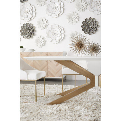 Essentials District Industry Rectangle Dining Table - Ivory Concrete Brass