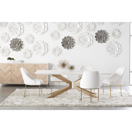 Essentials District Industry Rectangle Dining Table - Ivory Concrete Brass