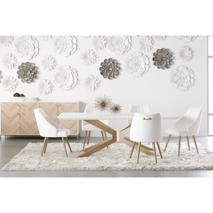 Essentials District Industry Rectangle Dining Table - Ivory Concrete Brass