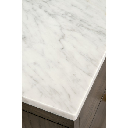 Essentials - Cambria 8-Drawer Double Dresser in Dutch Brown Oak, Bianco Marble, Aged Brass