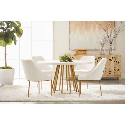 Essentials Traditions Parissa Dining Chair, Set of 2 - LiveSmart Peyton Pearl and Gold