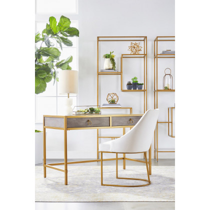 Essentials Traditions Parissa Dining Chair, Set of 2 - LiveSmart Peyton Pearl and Gold