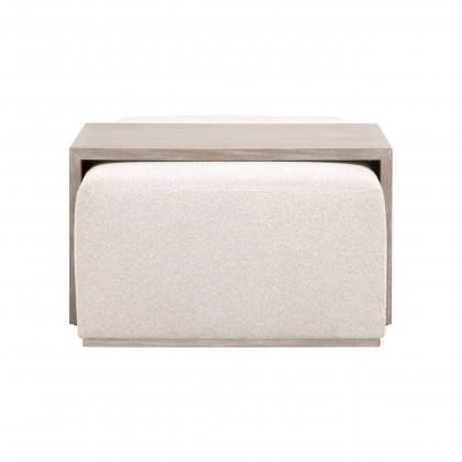 Essentials - Traditions Dovetail Upholstered Coffee Table in LiveSmart Gellar-Linen, Natural Gray Acacia